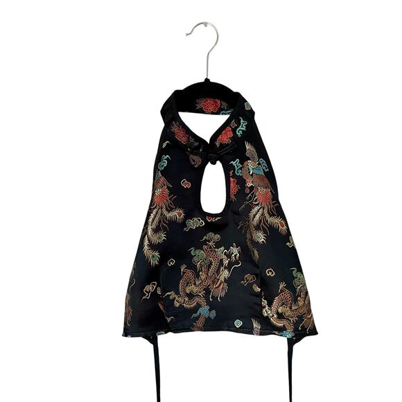 Unbranded Tops - Fairycore Asian Print Crop Top: 90s, Y2K